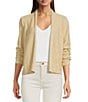 Lilly Pulitzer Faretta Slub Knit Open Front Long Sleeve Cropped Cardigan, Color:Wicker Tan - Image 1