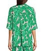 Color:Conch Shell - Image 2 - Franki Woven Floral Print Point Collar Coordinating Short Sleeve Shirt