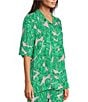 Color:Conch Shell - Image 4 - Franki Woven Floral Print Point Collar Coordinating Short Sleeve Shirt