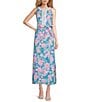 Color:Multi - Image 1 - Gulianna Floral Print Notch V-Neck Sleeveless Lace Trim Belted Maxi Dress
