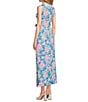 Color:Multi - Image 4 - Gulianna Floral Print Notch V-Neck Sleeveless Lace Trim Belted Maxi Dress