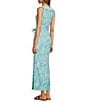 Color:Hydrangea Blue - Image 4 - Gulianna Woven Floral Print Notch V-Neck Sleeveless Lilly Lace Trim Maxi Shift Dress