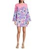Lilly Pulitzer Gwenlyn Satin Back Crepe Crew Neck Bracelet Sleeve Shift Dress, Color:Multi - Image 1