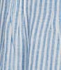Color:Lunar Blue - Image 6 - Hollie Linen Stripe Print Split V-Neck 3/4 Ruffle Sleeve Tunic