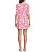 Lilly Pulitzer Ibby Cane Coral Crab Print Surplice V-Neck Elbow Sleeve Skirted Romper, Color:Cane Coral - Image 2
