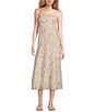Lilly Pulitzer Jorgian Woven Linen Printed Square Neck Sleeveless Midi A-Line Dress, Sand Bar - Image 1