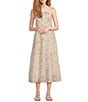 Lilly Pulitzer Jorgian Woven Linen Printed Square Neck Sleeveless Midi A-Line Dress, Sand Bar - Image 3