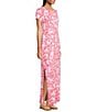 Lilly Pulitzer Kaden UPF 50+ Chillylilly Coral Crab Print Crew Neck Short Sleeve Maxi Dress, Color:Cane Coral - Image 3