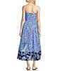 Lilly Pulitzer Kenni Printed Cotton Poplin Strapless Sleeveless Fit-And-Flare Midi Dress, Color:Sunwashed - Image 2