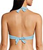 Lilly Pulitzer Ketos Capri Blue Seersucker Stripe Gold Ring Hardware Triangle Halter Swim Top - Image 2