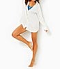 Color:White - Image 3 - Kwitney Crinkle Long-Sleeve Point Collar Button Front Shirt Dress Swim Cover-Up