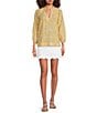 Lilly Pulitzer Lourdes Honeycomb Hideaway Print Split Ruffle V-Neck 3/4 Puff Sleeve Blouse, Color:Honeycomb - Image 3
