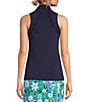 Lilly Pulitzer Martina Luxletic Knit Collared V-Neck Sleeveless Ruffle Top, Color:True Navy - Image 2