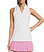 Lilly Pulitzer Martina Luxletic V-Neck Sleeveless Ruffle Polo Top, Color:Resort White - Image 1