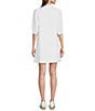 Color:Resort White - Image 2 - Mialeigh Linen Split V-Neck Elbow Puff Sleeve Shift Dress