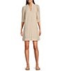 Lilly Pulitzer Mialeigh Linen Split V-Neck Elbow Puff Sleeve Shift Dress, Color:Sand Bar X Resort White - Image 1