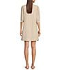 Lilly Pulitzer Mialeigh Linen Split V-Neck Elbow Puff Sleeve Shift Dress, Color:Sand Bar X Resort White - Image 2
