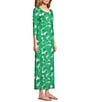 Color:Conch Shell - Image 3 - Morgann Knit Crew Neck 3/4 Sleeve Maxi A-Line Dress