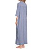Color:Coastal Blue - Image 4 - Natalie Stripe Point Collar Side Pocket Button Front Swim Cover-Up Maxi Dress