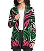 Lilly Pulitzer Noble Jacquard Zebra Print Fringe Hem Open-Front Oversized Cardigan - Image 1