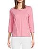 Lilly Pulitzer Paulson Cotton Jersey Knit Crew Neck 3/4 Sleeve Top, Color:Rousseau Pink - Image 1