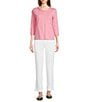 Lilly Pulitzer Paulson Cotton Jersey Knit Crew Neck 3/4 Sleeve Top, Color:Rousseau Pink - Image 3