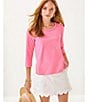 Lilly Pulitzer Paulson Cotton Jersey Knit Crew Neck 3/4 Sleeve Top, Color:Rousseau Pink - Image 5