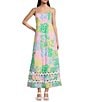 Lilly Pulitzer Poplin Bright Delight Patch Print Square Neck Sleeveless Ric Rac Dress, Color:Multi - Image 1