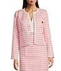 Lilly Pulitzer Rohana Charming Check Boucle Crew Neck Long Sleeve Button Front Jacket, Color:Rousseau Pink - Image 1
