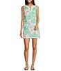 Lilly Pulitzer Romey Multi Plumes In Bloom Print Split V-Neck Sleeveless Ric Rac Shift Romper, Color:Multi - Image 1