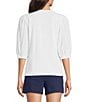 Lilly Pulitzer Ronson Split V -Neck Elbow Puff Sleeve Top, Color:Resort White - Image 2