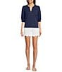 Lilly Pulitzer Ronson Split V -Neck Elbow Puff Sleeve Top, Color:Low Tide Navy - Image 3