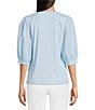 Lilly Pulitzer Ronson Split V -Neck Elbow Puff Sleeve Top, Color:Bluette - Image 2