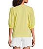 Lilly Pulitzer Ronson Split V -Neck Elbow Puff Sleeve Top, Color:French Yellow - Image 2