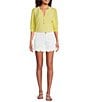 Lilly Pulitzer Ronson Split V-Neck Elbow Puff Sleeve Top - Image 3