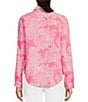Lilly Pulitzer Sea View Woven Linen Anniversary Toile Print Point Collar Long Sleeve Button Down Blouse, Color:Roxie Pink - Image 2