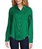 Lilly Pulitzer Sea View Woven Linen Point Collar Long Sleeve Button Down Shirt, Color:Fiddle Leaf - Image 1