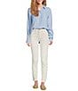 Lilly Pulitzer Sea View Woven Linen Point Collar Long Sleeve Button Down Shirt, Color:Blue Peri x Resort White - Image 3