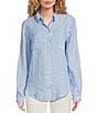 Lilly Pulitzer Sea View Woven Linen Point Collar Long Sleeve Button Down Shirt, Color:Blue Peri x Resort White - Image 4