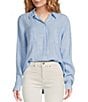 Lilly Pulitzer Sea View Woven Linen Point Collar Long Sleeve Button Down Shirt - Image 1