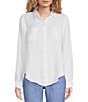 Lilly Pulitzer Sea View Woven Linen Point Collar Long Sleeve Button Down Shirt - Image 6