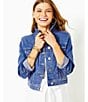 Lilly Pulitzer Seaspray Denim Point Collar Long Sleeve Chest Pocket Button Down Jacket, Color:Caribbean Blues - Image 5