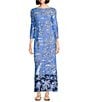 Lilly Pulitzer Seralina Printed Chillylilly UPF 50+ Boat Neck 3/4 Sleeve Maxi Dress, Color:Sunwashed - Image 1