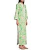 Lilly Pulitzer Shealyn Printed Poplin Stand Collar 3/4 Sleeve Lace Trim Shift Dress, Color:Fauna Green - Image 3
