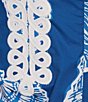 Color:Barton Blue - Image 5 - Shealyn Stretch Poplin Shell Print Stand Collar V-Neck Sleeveless Lilly Lace Trim Maxi Shift Dress