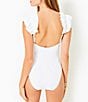 Color:White - Image 2 - Stevie Kate Ruffle Shoulder Detail V-Neck One Piece Swimsuit