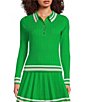 Lilly Pulitzer Suzette Knit Point Collar Long Sleeve Stripe Trim Coordinating Sweater - Image 1