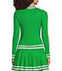 Lilly Pulitzer Suzette Knit Point Collar Long Sleeve Stripe Trim Coordinating Sweater - Image 2