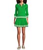 Lilly Pulitzer Suzette Knit Point Collar Long Sleeve Stripe Trim Coordinating Sweater - Image 3