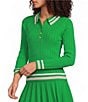 Lilly Pulitzer Suzette Knit Point Collar Long Sleeve Stripe Trim Coordinating Sweater - Image 1